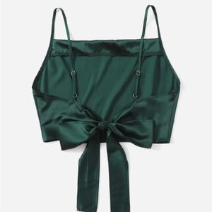 SHEIN Privé Tie Back Satin Crop Cami Top